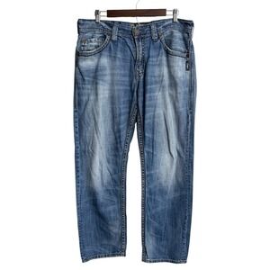 Silver Jeans Hunter men's 34x32 blue denim baggy western cowboy preppy fade Y2K